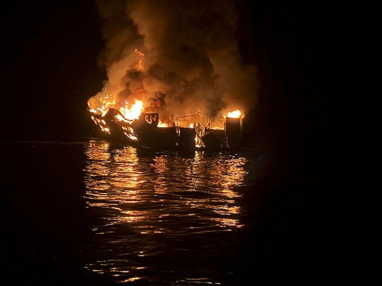 burning boat